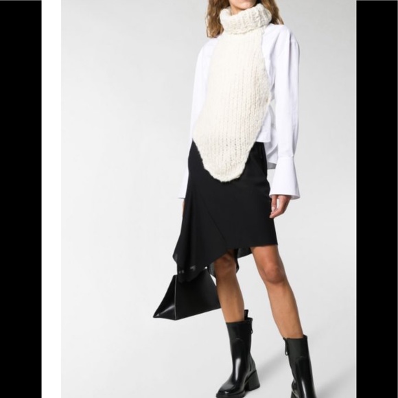 🆕OS ANN DEMEULEMEESTER SILK WOOL & CASHMERE OPEN BACK TURTLENECK HALTER SWEATER - Picture 6 of 7